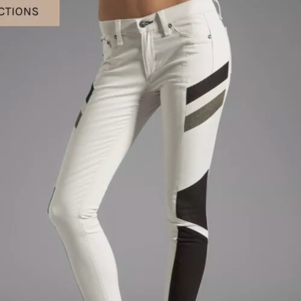 Rag & bone the Halifax Jeans Leather Trim size: 24